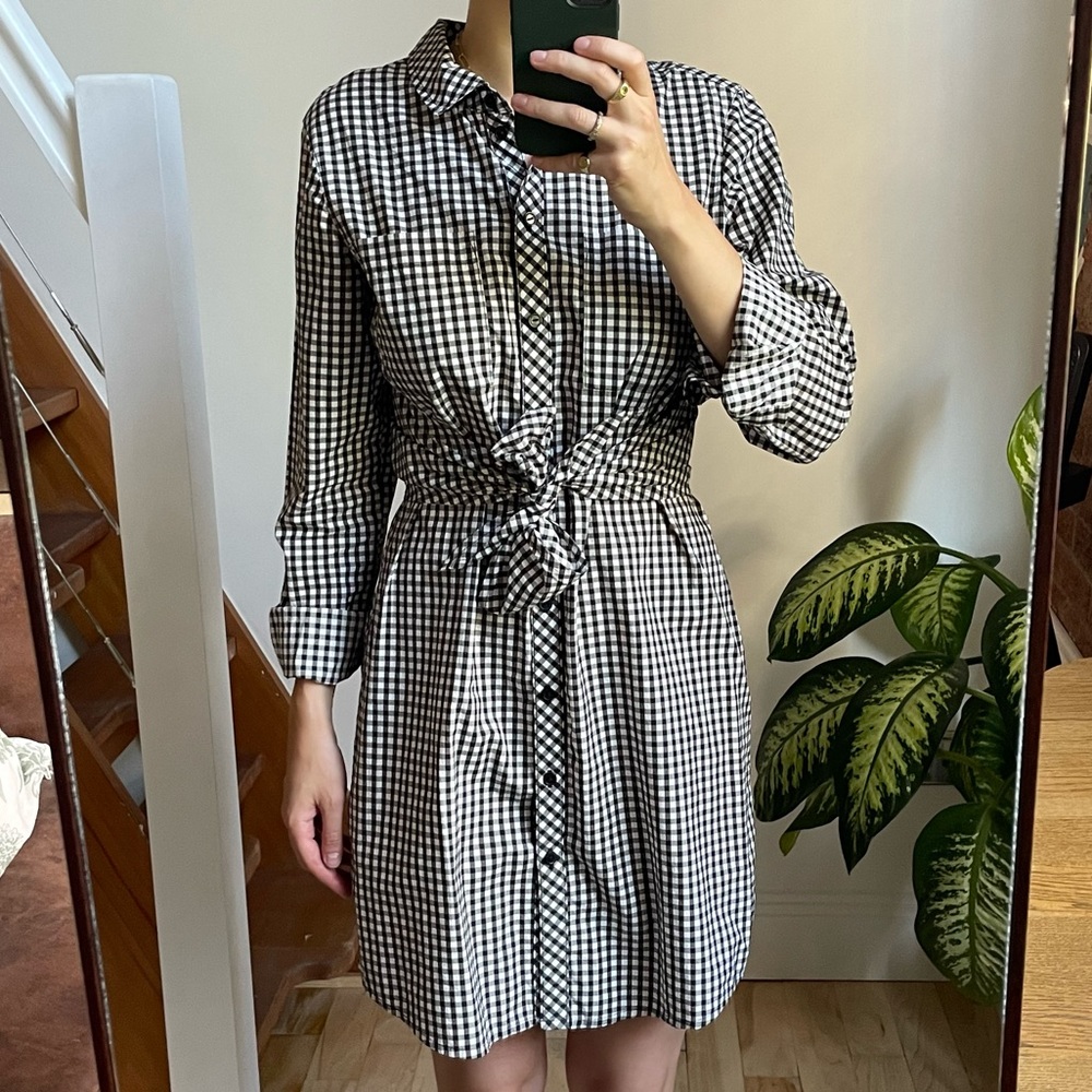 Sanctuary black and white checkered dress with tie